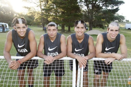 Tiago Casasola, Sebastián Palacios, Dino Castagno y Nahuel Zárate. Premteporada de Boca, enero de 2013.